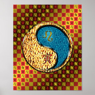 Leeuw en water tijger poster
