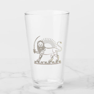 Leeuw- en Zonnesymbool van Iran - zwart en wit Glas