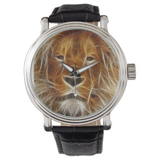 Leeuw Gezicht Fractal Art Wildlife Polshorloge Horloge