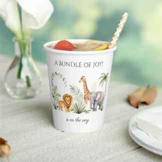 Leeuw, Giraffe en Olifant Jungle Thema Papieren Bekers