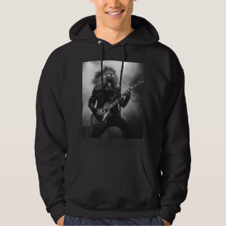 Leeuw Gitarist Concert Hoodie Zwart en Wit 