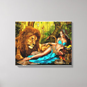 Leeuw Godin Egyptische prins stretched canvas Prin Afdruk