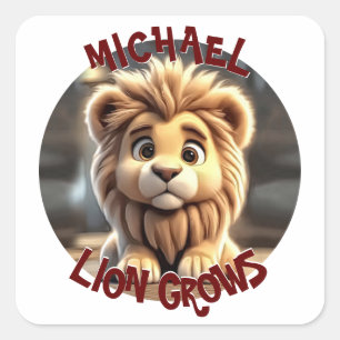 Leeuw groeit vierkante sticker