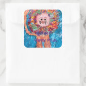 Leeuw heeft zijn trots vierkante sticker (Tas)