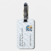 Leeuw in blauw en bruin voor Letter L Boys Bagagelabel (Achterkant verticaal)