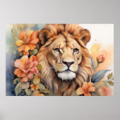 Leeuw in bloei fijn sereen wild dier poster (Voorkant)
