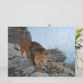 Leeuw in de bergen kaart (Staand voorkant)