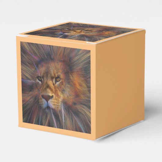 Leeuw in de galerijdoos met cadeaubon bedankdoosjes (Voorkant Zijde)