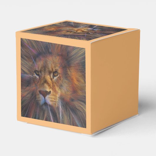 Leeuw in de galerijdoos met cadeaubon bedankdoosjes (Achterkant)