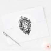 Leeuw in de kroon ronde sticker (Envelop)