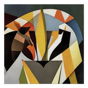 Leeuw in een geometrische Abstracte kunststijl Perfect Poster