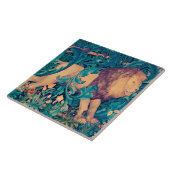 Leeuw in het bos, William Morris Ceramic Tile Tegeltje (Zijkant)
