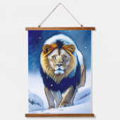 Leeuw in Ice Natuur Wildlife Hangend Wandkleed (Voorkant)