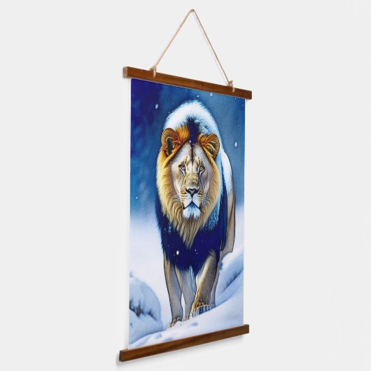 Leeuw in Ice Natuur Wildlife Hangend Wandkleed (Gebogen)