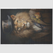 Leeuw in pak, Pet met bloemen 1 Decoupage papier (Voorkant)