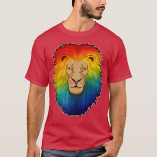 Leeuw in regenboogkleuren t-shirt