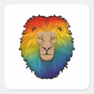 Leeuw in regenboogkleuren vierkante sticker