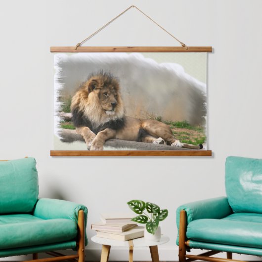 Leeuw in rust in het wild hangend wandkleed (Woonkamer)