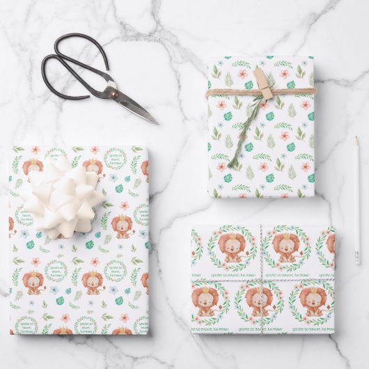 Leeuw je bent zo moedig papier pakken inpakpapier vel (Voorkant)