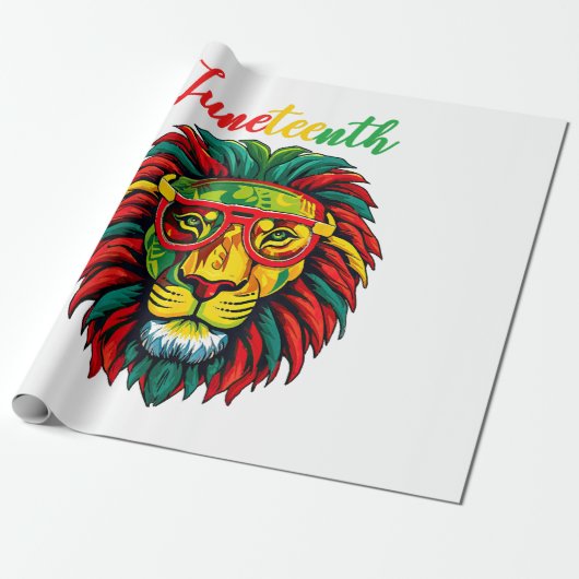 Leeuw juneteenth shirten vrouwen jurk Zwart geschi Cadeaupapier (Uitgerold)