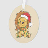 Leeuw Kerstmis Winter Dieren Vakantie Leeuwen Ornament (voorkant)