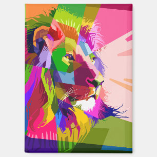 Leeuw Kleurrijk Prismatisch Pop Art Design Magneet