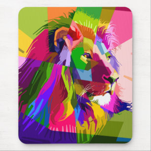 Leeuw Kleurrijk Prismatisch Pop Art Ontwerp-62501 Muismat