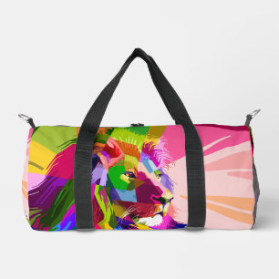 Leeuw Kleurrijk Prismatisch Pop Art Ontwerp-62501 Plunjezak