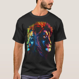 Leeuw Kleurrijke Ying en Yang Art Zoo Dierentuin L T-shirt