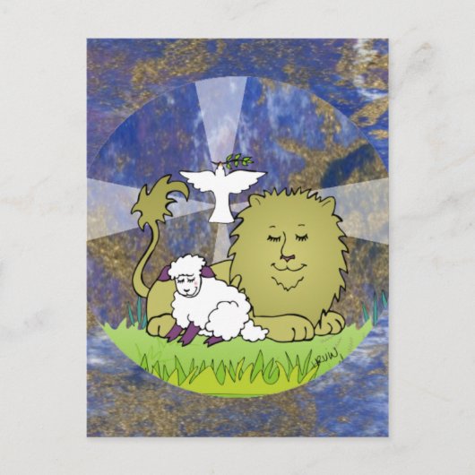 Leeuw Lamb en Duif Briefkaart (Voorkant)