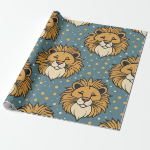 Leeuw leuk cartoonpatroon kunstwerk cadeaupapier