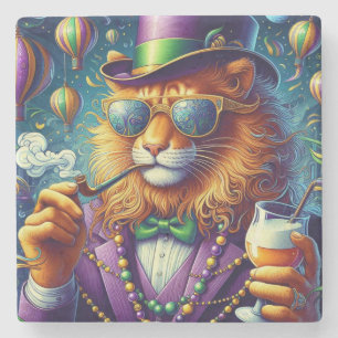 Leeuw/Louisiana Mardi Gras Stenen Onderzetter