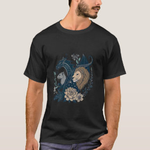 Leeuw Meerkat Draak Gebladerte Bloemrijke Kunst Il T-shirt