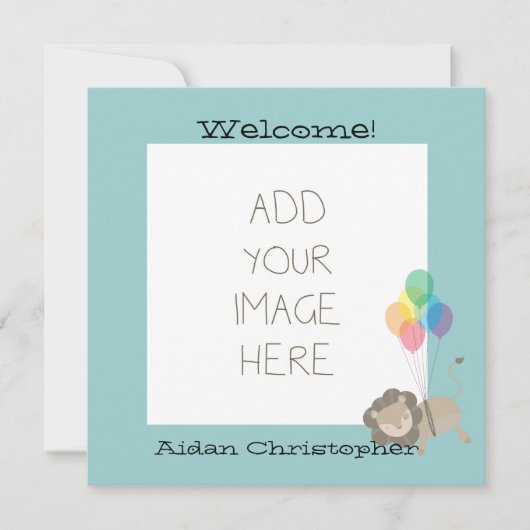 Leeuw met ballonnen aankondiging (Voorkant)