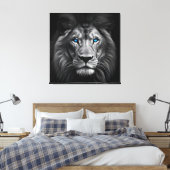 Leeuw met blauwe ogen canvas afdruk (Insitu (Slaapkamer))