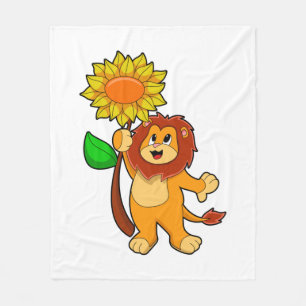 Leeuw met bloem fleece deken