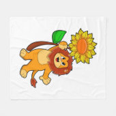 Leeuw met bloem fleece deken (Voorkant (Horizontaal))