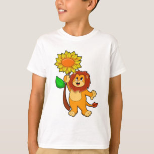 Leeuw met bloem t-shirt
