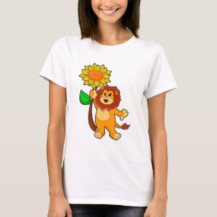 Leeuw met bloem t-shirt