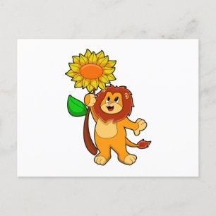 Leeuw met Bloem Zonnebloem Briefkaart