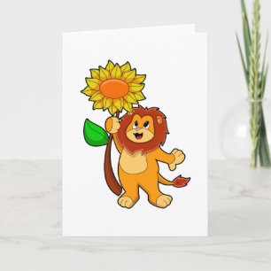 Leeuw met Bloem Zonnebloem Kaart