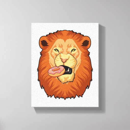 Leeuw met Donut Canvas Afdruk (Voorkant)