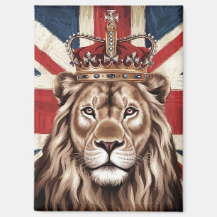 Leeuw met een kroon Britse vlag Magneet