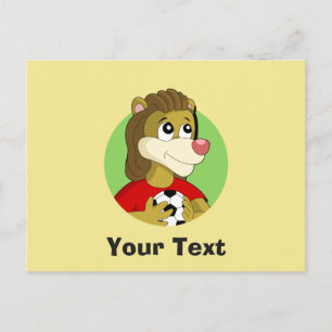 Leeuw met een voetbal cartoon briefkaart