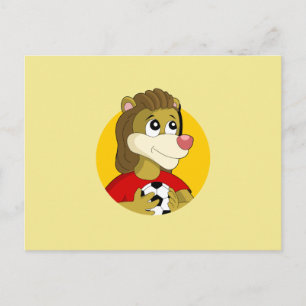 Leeuw met een voetbal cartoon briefkaart