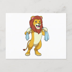Leeuw met handdoek voor douche briefkaart