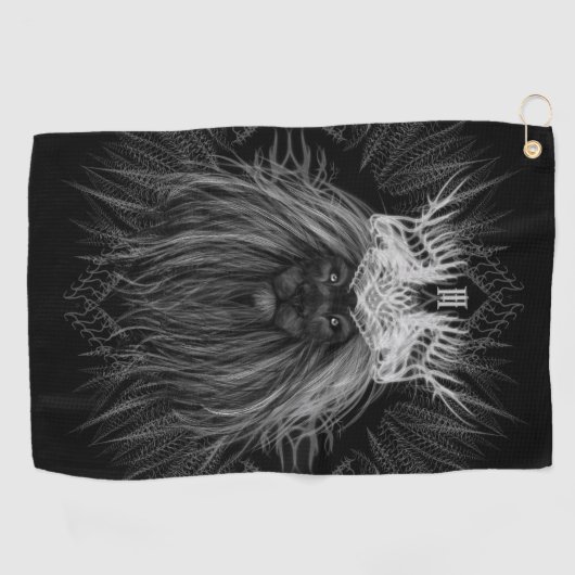 Leeuw met kroonmonogram golfhanddoek (Horizontaal)