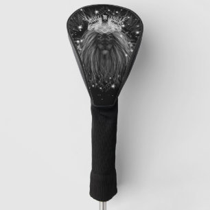Leeuw met kroonmonogram in sterrenlicht golfheadcover