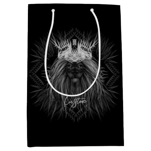 Leeuw met kroonmonogram medium cadeauzakje (Voorkant)