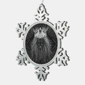 Leeuw met kroonmonogram tin sneeuwvlok ornament (Rechts)